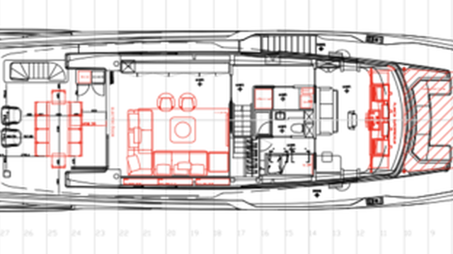 Adelia: Upper deck with flybridge layout